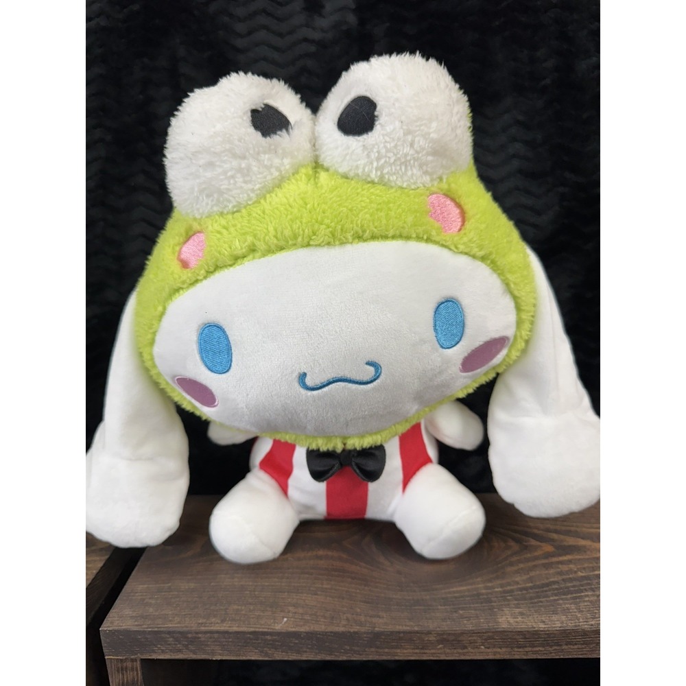 Sanrio Cinnamoroll Keroppi Costume Plush 11" Green Frog Red Stripe Bow Tie
